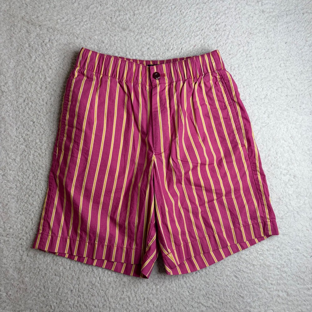J.Crew Oarsmen Mens XS Pink Yellow Striped Elastic Waist Shorts CJ364 SU25